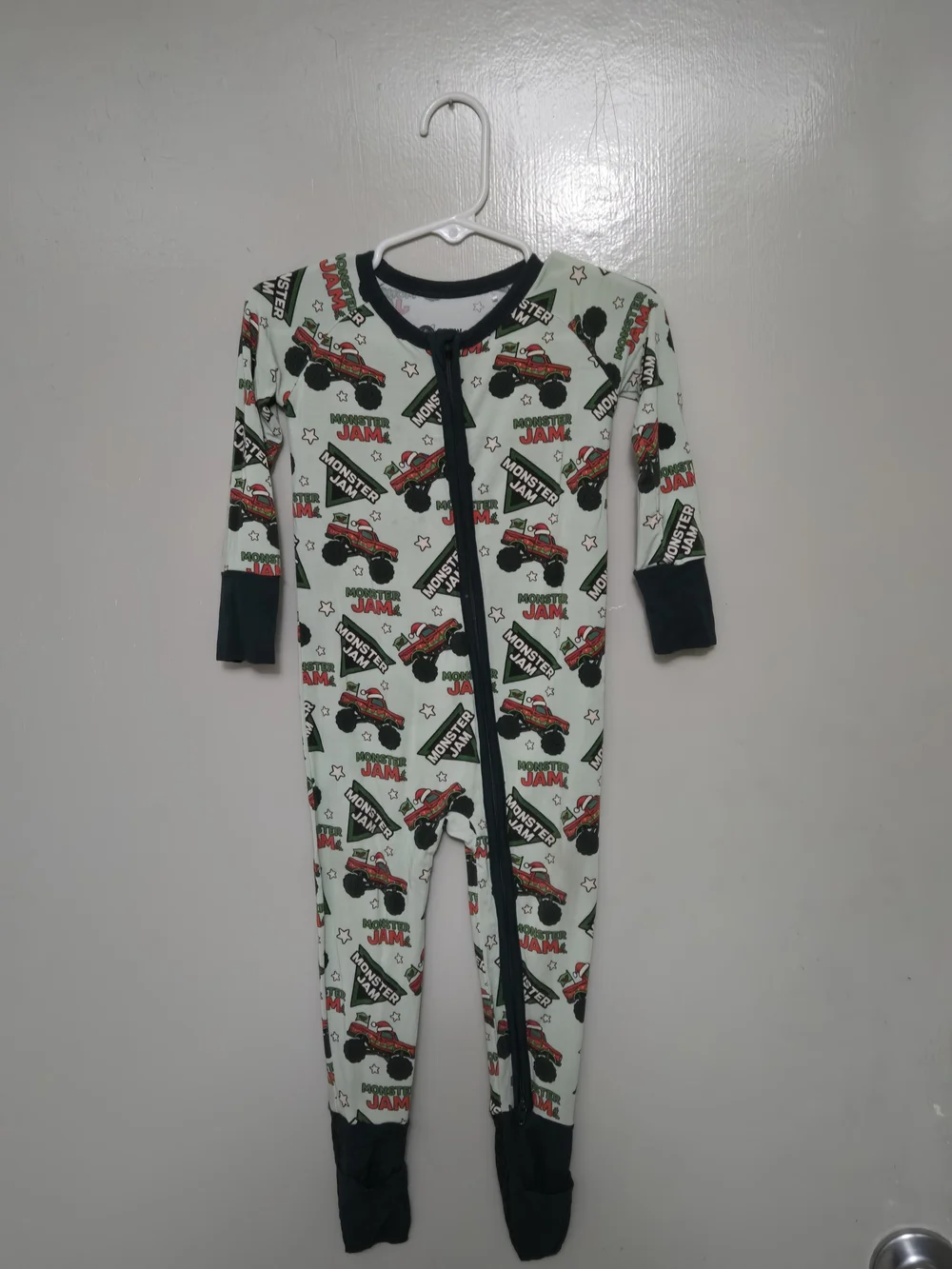 Kids Monster Jam Footed One-Piece Pajama - Green